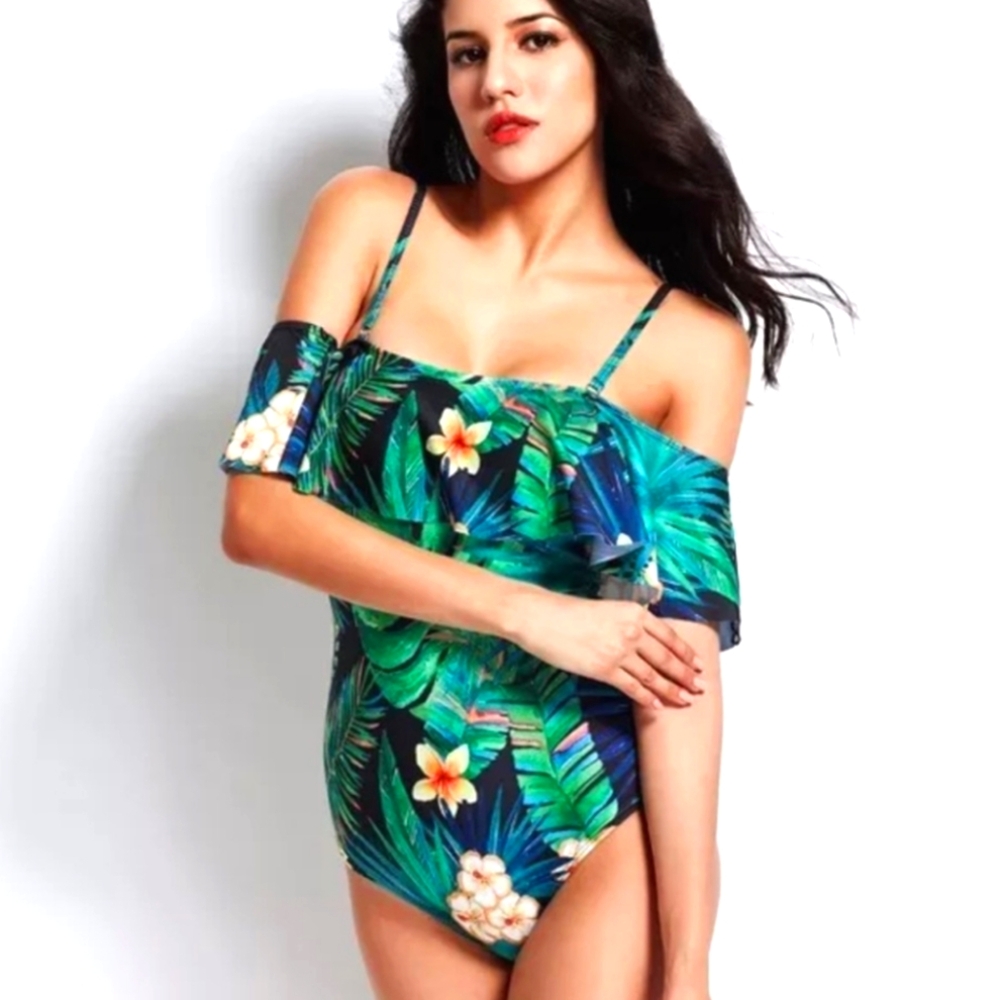 Floral off shoulder Monokini swimsuits